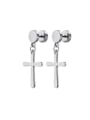 thumb Stainless steel Smooth Cross Minimalist Single Earring(Single-Only One) 0