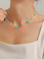 thumb Stainless steel Minimalist Irregular  Turquoise  Bracelet and Necklace Set 1