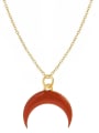 thumb Fashion Candy Color Water Drop Crescent Pendant Titanium Steel Necklace 0