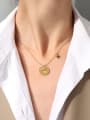 thumb Titanium 316L Stainless Steel Rhinestone Round Minimalist Necklace with e-coated waterproof 1
