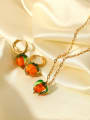 thumb Stainless steel Ceramic Trend  Glass beads Persimmon pendant Earring 2
