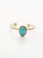 thumb stainless steel retro Turquoise personalized open ring 1