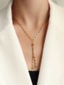 thumb Titanium 316L Stainless Steel Tassel Vintage Lariat Necklace with e-coated waterproof 1