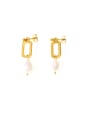 thumb Titanium Steel Imitation Pearl Geometric Minimalist Drop Earring 0