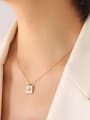 thumb Titanium Steel Shell Minimalist Square  Earring and Necklace Set 1