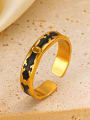 thumb Stainless steel Enamel Geometric Trend Band Ring 2