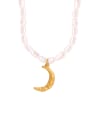 thumb Brass Freshwater Pearl Moon Vintage Necklace 0