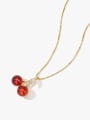 thumb Titanium Steel Natural Stone   Cute  Friut Cherry  Pendant Necklace 3