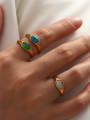 thumb Stainless steel Turquoise Geometric Vintage Band Ring 1