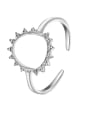 thumb Titanium Steel Rhinestone Oval Minimalist Hollow Sun Flower Band Ring 3