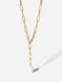 thumb Stainless steel Freshwater Pearl Tassel Trend Lariat Necklace 0