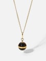 thumb Stainless steel Tiger Eye Geometric Vintage Round Ball Pendant Necklace 0