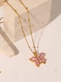 thumb Stainless steel Cubic Zirconia Butterfly Vintage Necklace 3