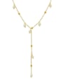 thumb Titanium 316L Stainless Steel Imitation Pearl Geometric Vintage Tassel Necklace with e-coated waterproof 0