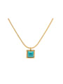 thumb Stainless steel Turquoise Green Geometric Dainty Necklace 0