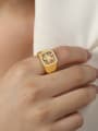 thumb Brass Rhinestone Geometric Hip Hop Band Ring 3