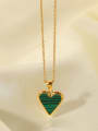 thumb Stainless steel Green Heart Trend Necklace 0