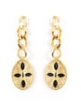 thumb Fashion four leaf flower chain oval retro relief Earrings 0