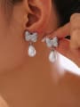 thumb Titanium Steel Imitation Pearl Butterfly Minimalist Drop Earring 1