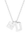 thumb Stainless steel Square Minimalist Letter Pendant Necklace 0