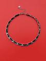 thumb Titanium 316L Stainless Steel Leather Weave Vintage Choker Necklace with e-coated waterproof 2