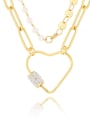 thumb Stainless steel Cubic Zirconia Heart Vintage Multi Strand Necklace 3