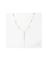 thumb Stainless steel Imitation Pearl Geometric Dainty Lariat Necklace 0