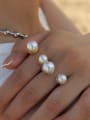 thumb Stainless steel Imitation Pearl Geometric Trend Band Ring 1