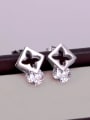 thumb Titanium Steel Rhinestone Rosary Minimalist Stud Earring 3