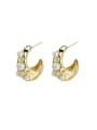thumb Brass Imitation Pearl Geometric Vintage Stud Earring 0