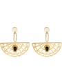 thumb Natural stone inlaid sector plated 14K Gold Stainless Steel Earrings 0
