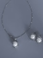 thumb Stainless steel Imitation Pearl  Vintage Geometric Earring and Necklace Set with e-coated waterproof 2