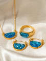 thumb Trend Geometric Stainless steel Resin Blue Earring and Necklace Set 1