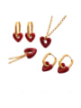 thumb Titanium Steel Vintage Heart  Enamel Earring and Necklace Set 0
