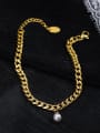 thumb Stainless steel Imitation Pearl Irregular Chain Vintage Link Bracelet 1