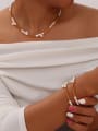 thumb Stainless steel Imitation Pearl Minimalist Irregular Bracelet and Necklace Set 1