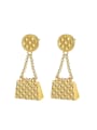 thumb Brass Geometric Vintage Drop Chain Bag Earring 0