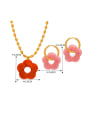 thumb Brass Resin Flower Minimalist  Earring and Necklace Set 3