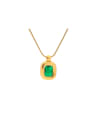 thumb Stainless steel Cubic Zirconia Green Geometric Trend Necklace 0