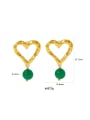 thumb Stainless steel Natural Stone Heart Hip Hop Drop Earring 2