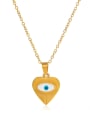thumb Stainless steel Enamel Evil Eye Vintage Heart Pendant Necklace 0
