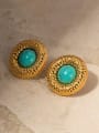 thumb Stainless steel Turquoise Round Vintage Stud Earring 1