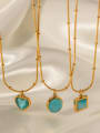 thumb Stainless steel Turquoise Geometric Vintage Necklace 1