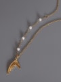 thumb Titanium 316L Stainless Steel Imitation Pearl Fish Minimalist Necklace with e-coated waterproof 2
