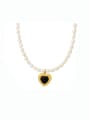 thumb Titanium Steel Freshwater Pearl Heart Hip Hop Necklace 0