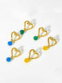 thumb Stainless steel Natural Stone Heart Hip Hop Drop Earring 1