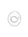 thumb Trend Geometric Titanium Steel Bracelet and Necklace Set 0