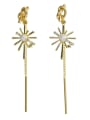 thumb Copper plated real gold earrings inlaid with pearl tassel simple geometric lock Earrings 0