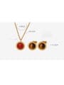 thumb Titanium Steel Tiger Eye Vintage Round Earring and Necklace Set 3