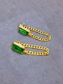 thumb Brass Glass Stone Geometric Minimalist Threader Earring 0